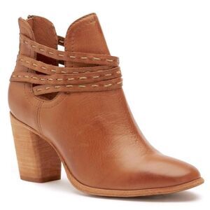 FRYE leather brown boots cross strap shoes size 6.5 like new